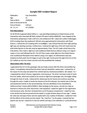 Dui Report Example  Form