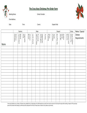 The Cross Keys Christmas Pre Order Form