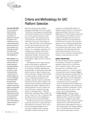 Criteria and Methodology for GRC Platform Selection Isaca