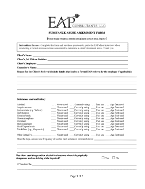 Mto Substance Use Assessment Form PDF