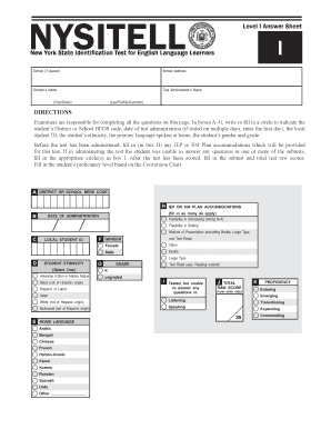 NYSITELL Level I Hand Scorable Answer Sheet P12 Nysed  Form