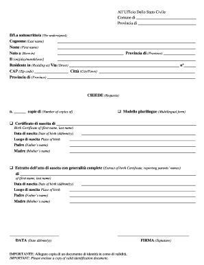 Acs Certificato Nascita PDF  Form