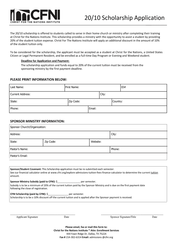 2010 Scholarship Application Form
