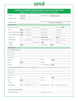 INDIABULLS HOUSING FINANCE LIMITED LOAN APPLICATION FORM