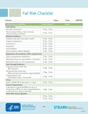 Fall Risk Factors Checklist  Form