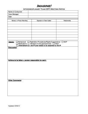 Idt Meeting Template  Form
