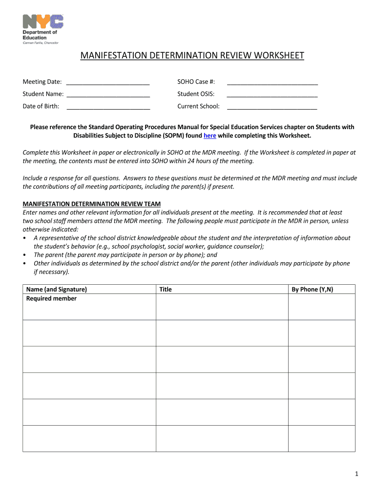 Mdr Worksheet  Form