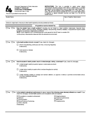 Wi Dpi Ohi Checklist  Form