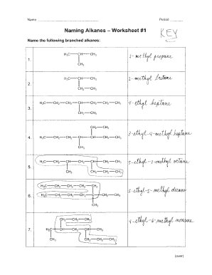 Naming Alkanes Worksheet  Form