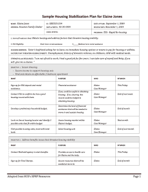 Housing Plan Template  Form