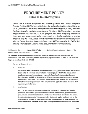 Procurement Policy Template Word  Form