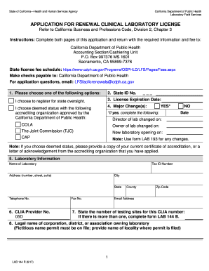 Cdph Lab License Renewal  Form