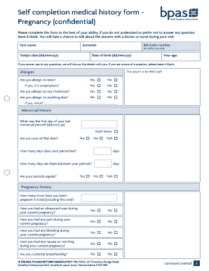 Pregnancy Medical History Form