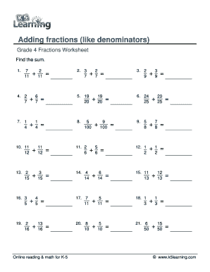 Fractions Sheet  Form