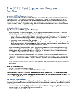 Seps Rent Supplement Program  Form