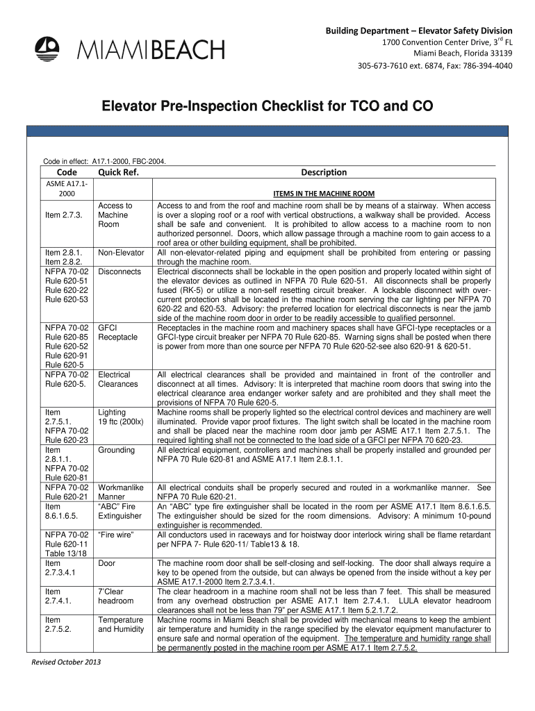 Monthly Elevator Inspection Forms