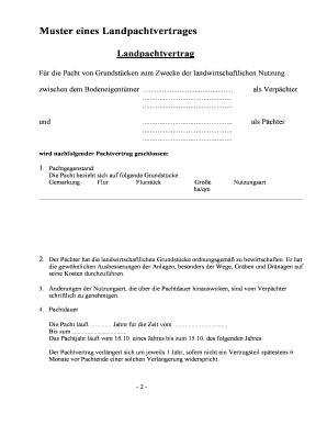 Pachtvertrag Muster  Form