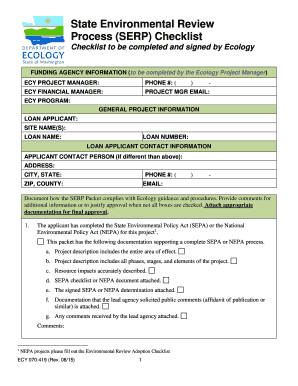 State Environmental Review Process SERP Checklist Fortress Wa  Form