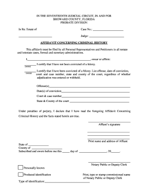  Affidavit of Criminal History 2016-2024