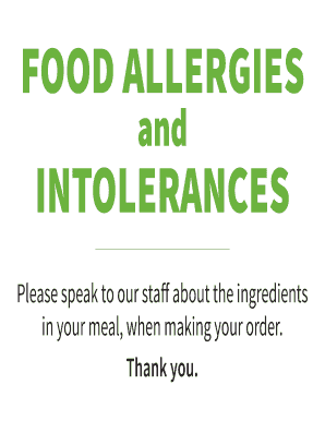 Allergen Signage  Form