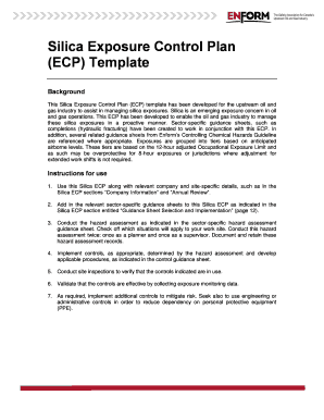  Silica Control Plan Template 2015-2024