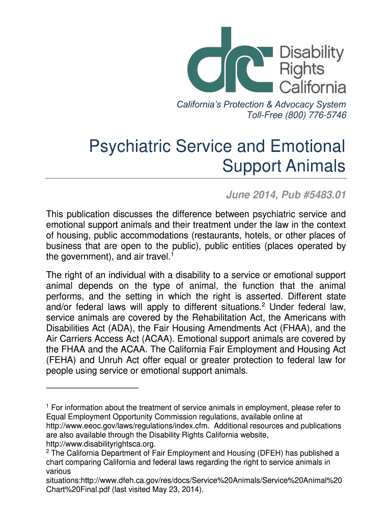 Psychiatric Service and Emotional Support Animals  Form