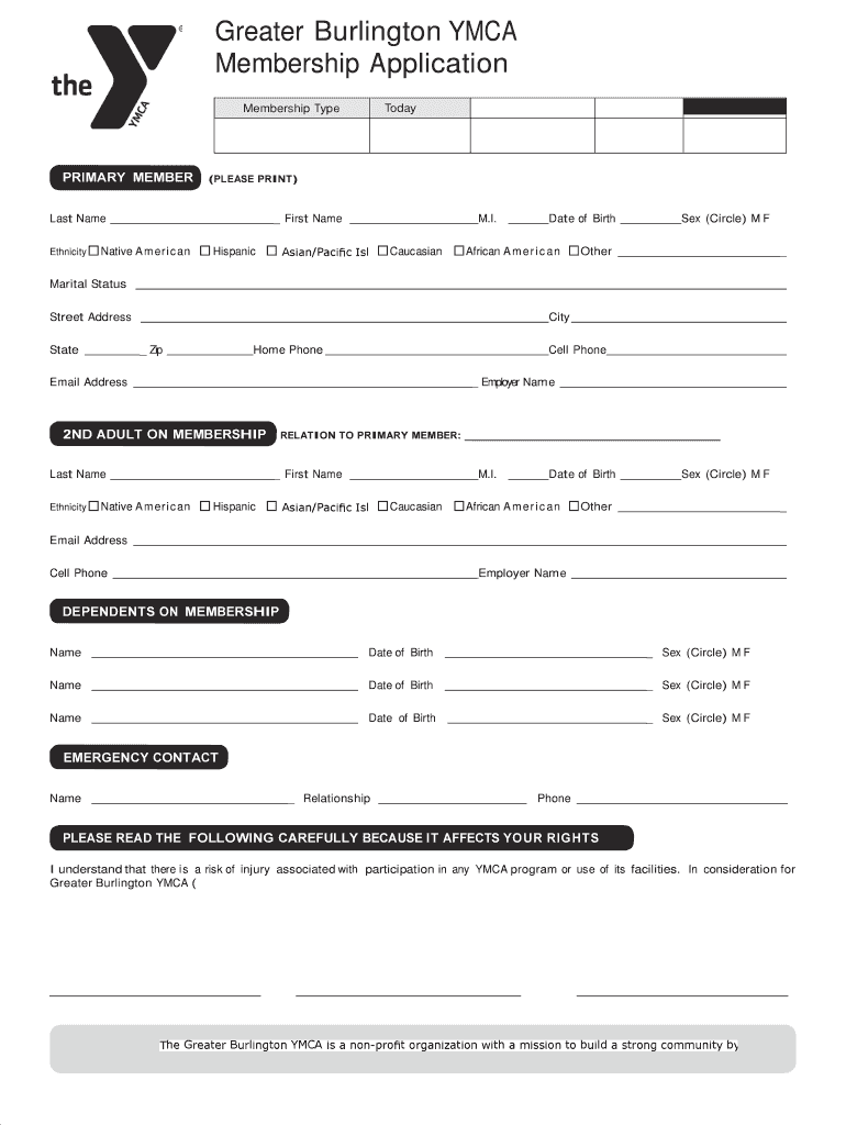 Get and Sign Ymca Membership Form