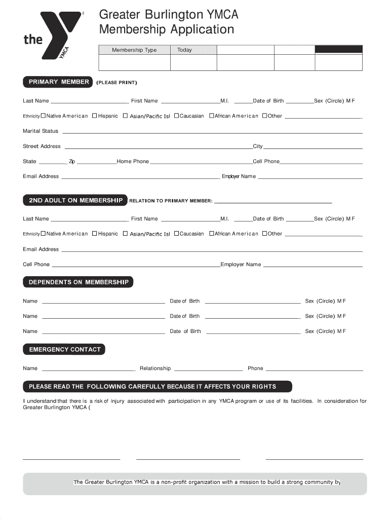 Ymca Membership Form