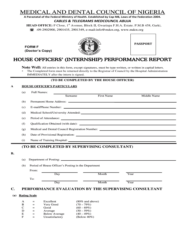 Mdcn Internship Form Doctors Copy