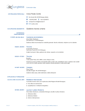 CV Europass 20170117 Conte it PDF Anna Paola Conte Europass CV  Form