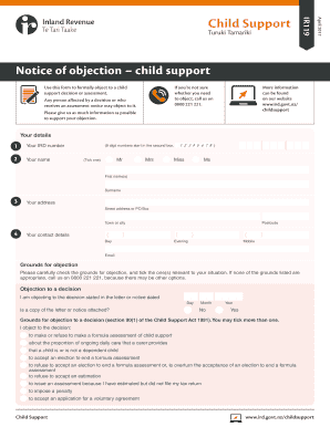 Notice of Objection Child Support IRD  Form