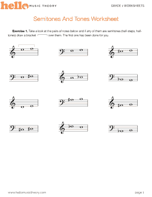 Tones and Semitones Worksheet PDF  Form