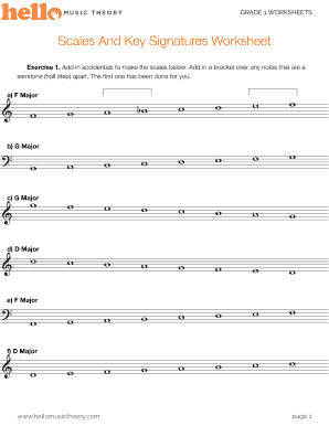 Printable Key Signature Worksheets  Form