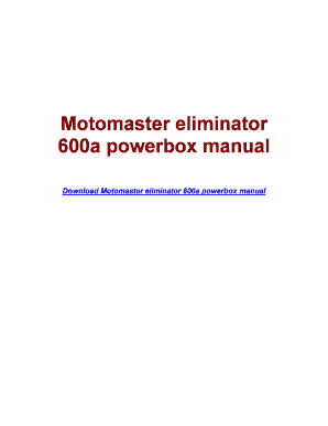 Motomaster Eliminator Powerbox 600 Manual  Form