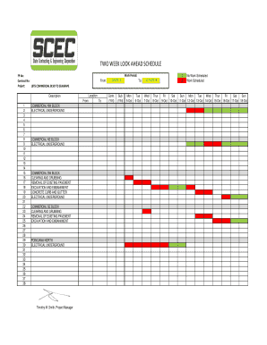 TWO WEEK LOOK AHEAD SCHEDULE  Form