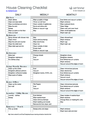 Printable House Cleaning Checklist Printable House Cleaning Checklist  Form