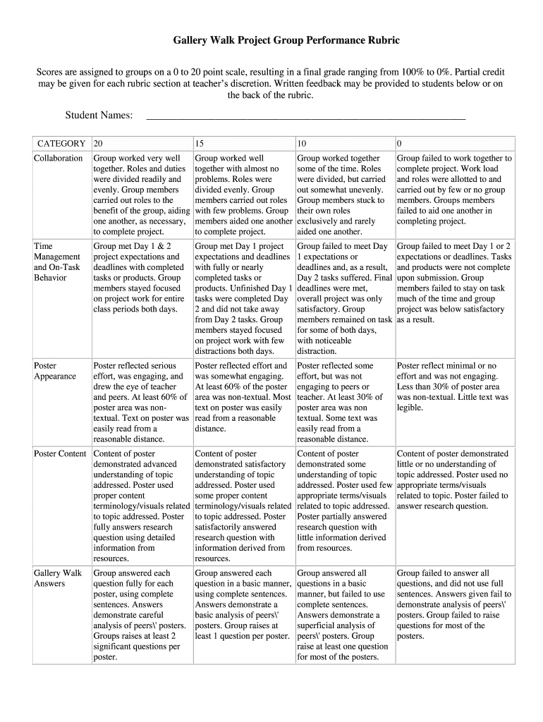 Walk Rubric  Form