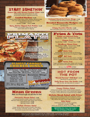 Primantis Menu PDF  Form