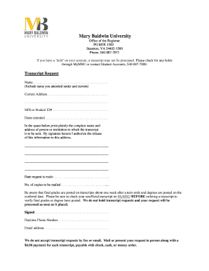 Mary Baldwin University  Form