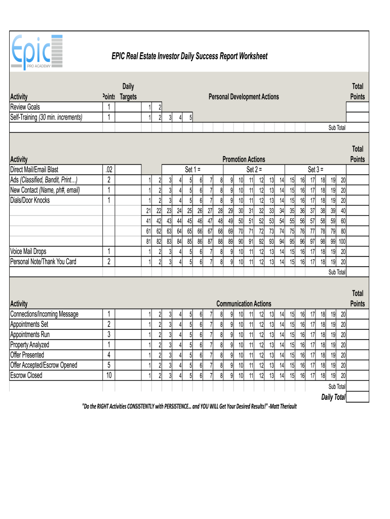 Daily Success Report  Form