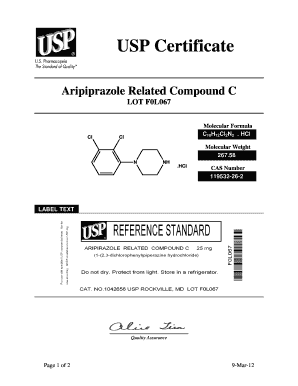 Usp Reference Standard  Form