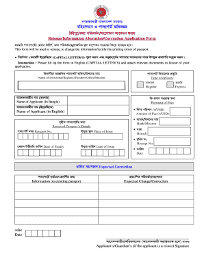 Reissue Information Alteration Correction Application Form