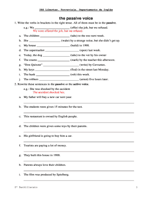 Passive Voice Exercises PDF  Form