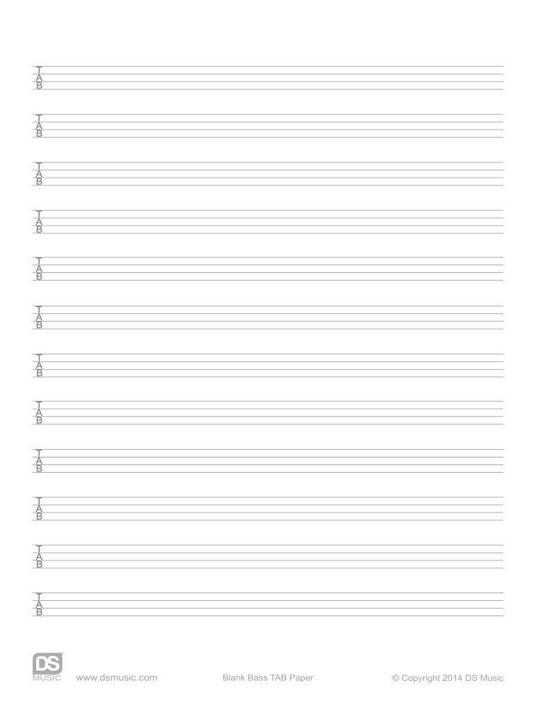 Blank Bass Tab PDF Form Fill Out And Sign Printable PDF Template