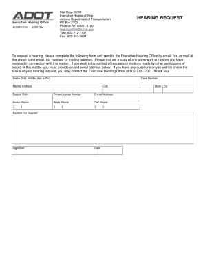 Arizona Hearing Request Form