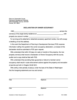 Declaration of Owner Occupancy Form DOC