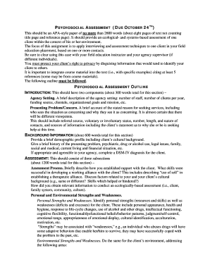 Biopsychosocial Assessment Example  Form