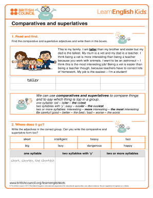 Find the Comparative and Superlative Adjectives and Write Them in the Boxes  Form