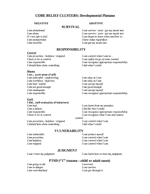 Core Belief Clusters  Form