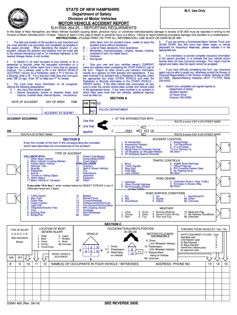 New Hampshire Dsmv Motor Vehicle  Form